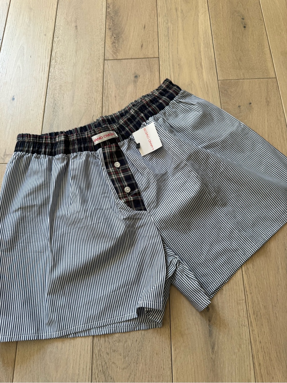 LAND'S END Navy Stripe Athletic Shorts